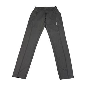 Reebok Leggings Women's Small Gray Stretch Logo Pockets Pull-On Elastic Waist